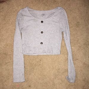 Long sleeve grey crop top